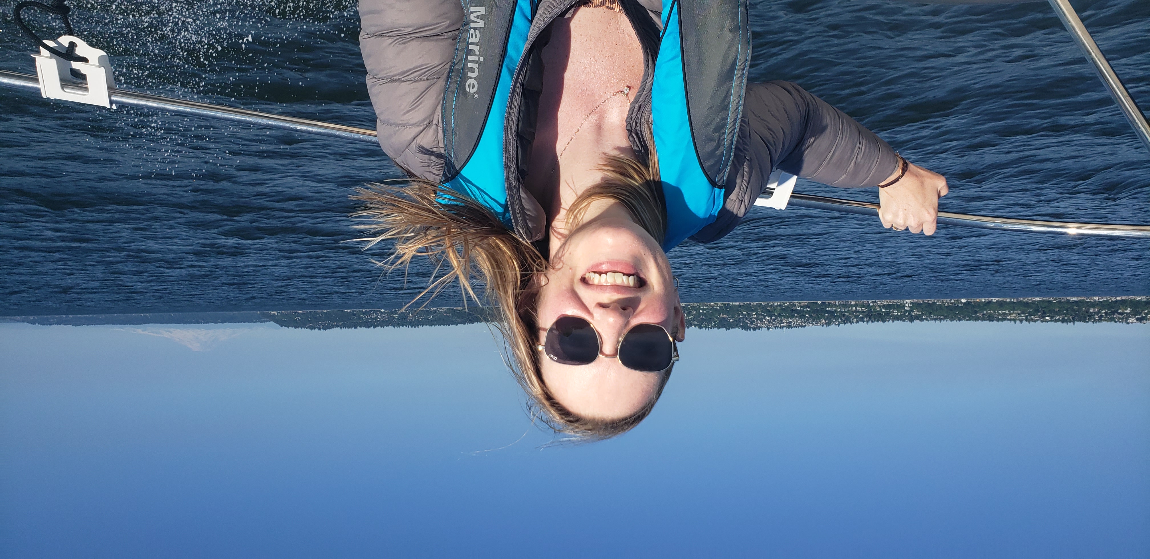 Taylor on a boat